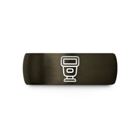 unique presents for her – gunmetal & blue tungsten flash speedlight wedding band