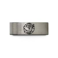 unique presents for ladies – gold & gray tungsten globe dove wedding band