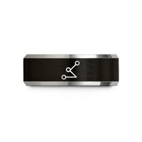 custom rings for couples – black & grey tungsten route line dots wedding band