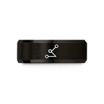 custom rings for couples – black tungsten route line dots wedding band