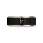 customized rings for men – black & gray tungsten bassoon wedding band