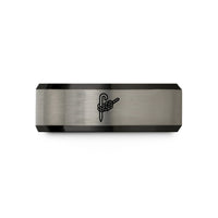 tungsten wedding bands – black & gray tungsten hitch stake wedding band