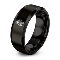 tungsten rings for men – black tungsten horned dragon ring