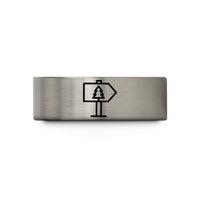 custom rings for couples – gold & gray tungsten signpost tree wedding band