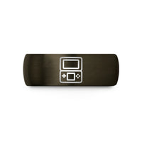 custom rings for him – gunmetal & blue tungsten dual screen handheld wedding band