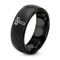 Forstner Bit – Tungsten Wedding Band, 8 mm, Black Comfort-Fit Unisex