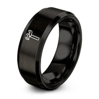 tungsten bands for him – black tungsten forstner bit ring