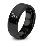 men's wedding rings – black tungsten forstner bit ring