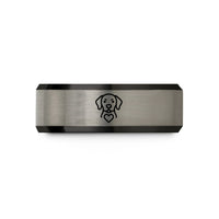 men’s stylish bands – black & grey tungsten puppy face heart wedding band