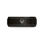 men’s stylish bands – black & rose gold tungsten puppy face heart wedding band