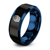 mom birthday present ideas – black & blue tungsten basket eggs ring