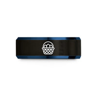 special rings for women – black & blue tungsten basket eggs wedding band