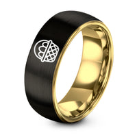 Personalized Gifts for Mom – black & gold tungsten basket eggs ring