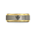 unique rings for women – black & gold & silver tungsten cross wings halo wedding band