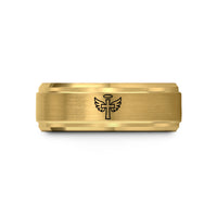 special presents for parents – gold tungsten cross wings halo wedding band