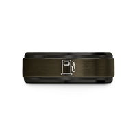 unique present ideas mom – gunmetal & black tungsten gas pump wedding band