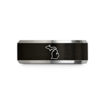 unique mom present ideas – black & silver tungsten michigan peninsula wedding band