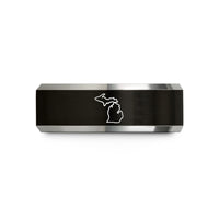 unique mom present ideas – black & silver tungsten michigan peninsula wedding band