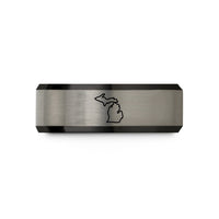 unique mom present ideas – black & gray tungsten michigan peninsula wedding band