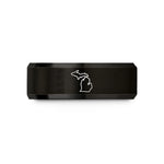 customized presents for mom – black tungsten michigan peninsula wedding band