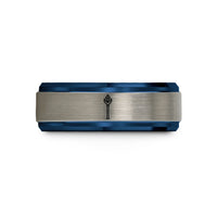 special presents for her – black & blue & grey tungsten wizard staff crystal wedding band