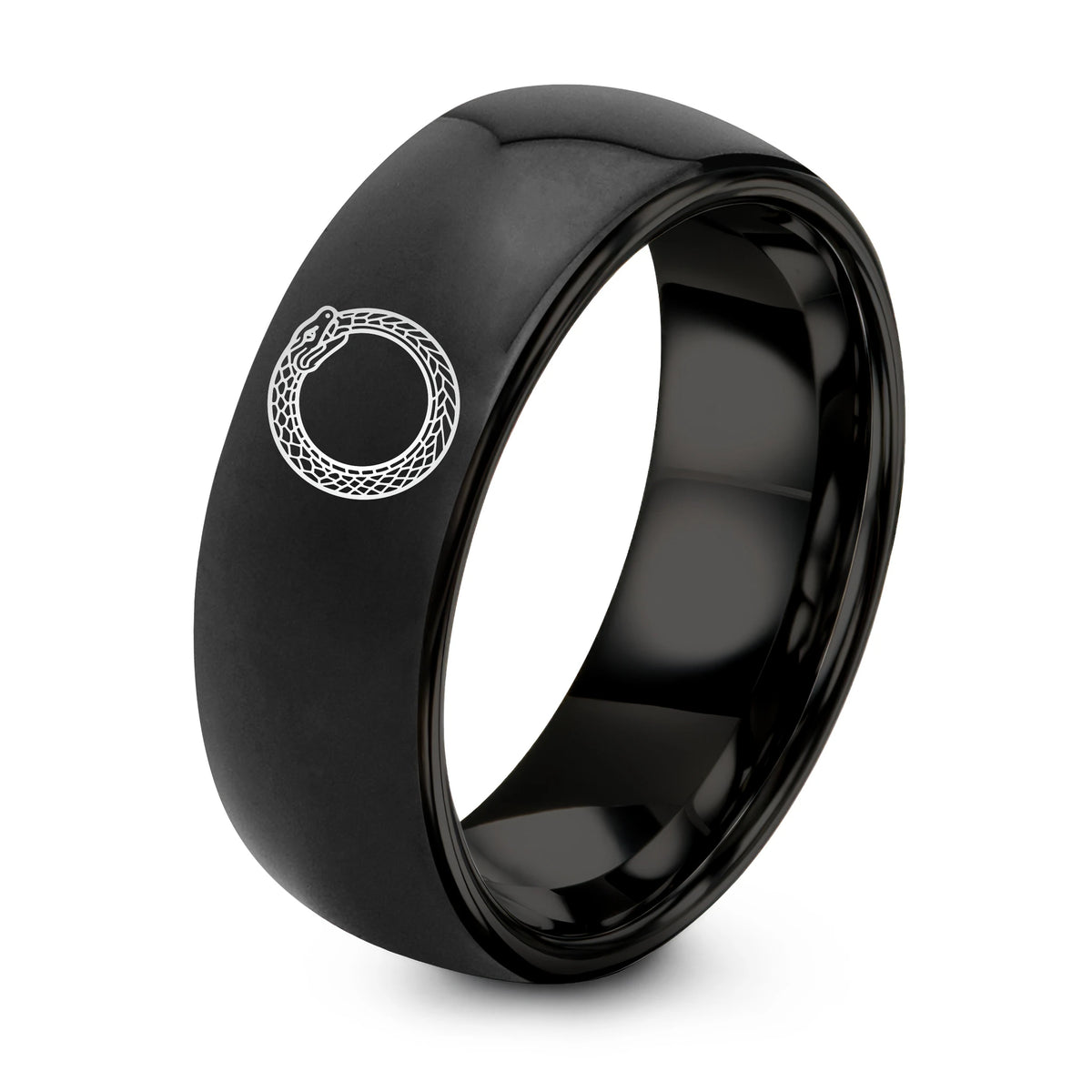 Personalized Gifts for Moms – black tungsten ouroboros ring