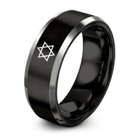personalized presents for mom – black & gray tungsten star of david ring