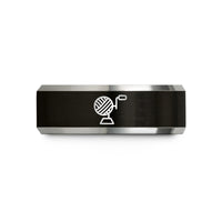 customized jewelry for her – black & grey tungsten yarn winder wedding band