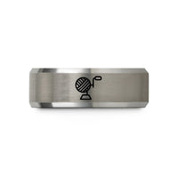 unique presents for mom – black & grey tungsten yarn winder wedding band