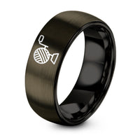 Personalized Gifts for Moms – gunmetal & black tungsten yarn winder ring