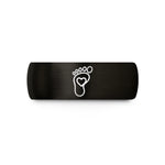 custom ring for her – black tungsten footprint trail heart wedding band