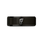 unique present for wife – black tungsten footprint trail heart wedding band