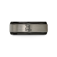 unique presents for couples – black & grey tungsten glucose molecule wedding band