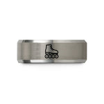 engraved jewelry for women – gray tungsten roller skates wedding band