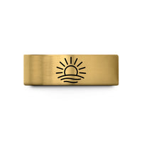 engraved rings for couples – gold tungsten sunrise wedding band