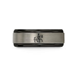 special presents for her – black & silver tungsten dressage horse rider wedding band