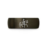 unique presents for girls – gunmetal & black tungsten dressage horse rider wedding band