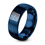 Personalized Gifts for Women Birthday – blue tungsten maze path ring