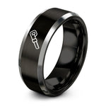 unique birthday presents her – black & silver tungsten reciprocating blade ring