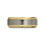 custom jewelry for her – gold & blue & grey tungsten carrot pattern wedding band
