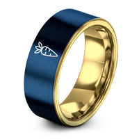 unique presents for her – gold & blue tungsten carrot pattern ring