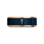 unique presents for her – rose gold & blue tungsten carrot pattern wedding band