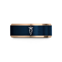 unique presents for her – rose gold & blue tungsten carrot pattern wedding band