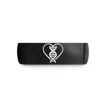 engraved bands for her – black tungsten dna heart wedding band