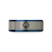 customized rings for her – blue & grey tungsten rain cloud wedding band