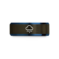 customized rings for her – gunmetal & blue tungsten rain cloud wedding band