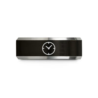 women’s engraved tungsten bands – black & grey tungsten wall clock wedding band