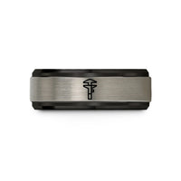 customized rings for couples – black & grey tungsten calipers wedding band
