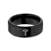 wedding bands for couples – black tungsten hammer wedding band