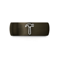 matching rings for couples – gunmetal & black tungsten hammer wedding band